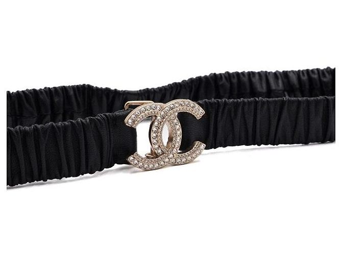 Chanel Schwarzer elastischer Kristallgürtel mit Gold für Damen - Ansicht 3