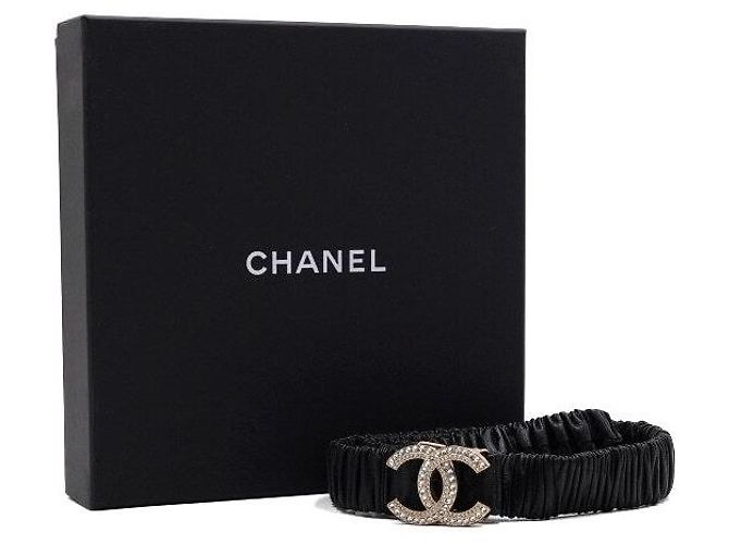 Chanel Schwarzer elastischer Kristallgürtel mit Gold für Damen - Ansicht 5