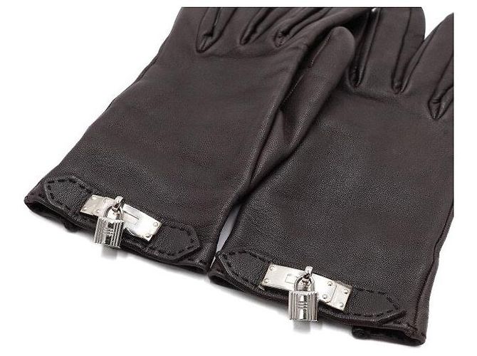 Hermès Braune Kelly Lederhandschuhe für Damen - Ansicht 2