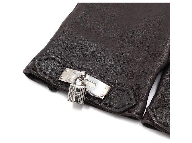 Hermès Braune Kelly Lederhandschuhe für Damen - Ansicht 3