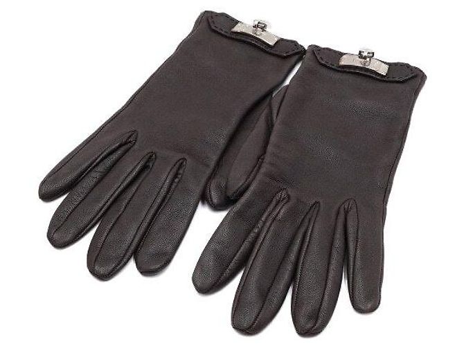 Hermès Braune Kelly Lederhandschuhe für Damen - Ansicht 4