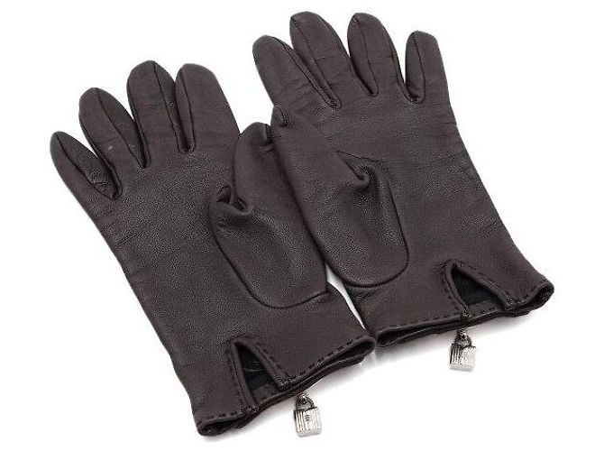 Hermès Braune Kelly Lederhandschuhe für Damen - Ansicht 6