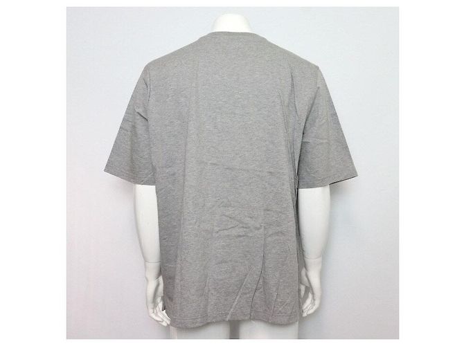 Hermès Graues Baumwoll-T-Shirt für Herren mit Mini-Lederpatch Braun - Ansicht 4