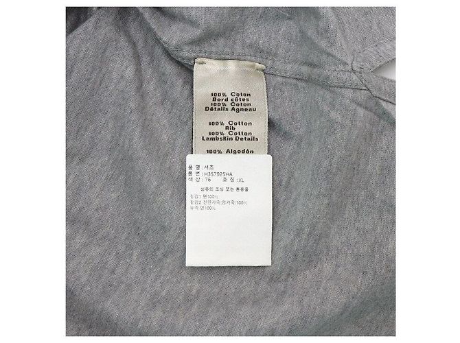 Hermès Graues Baumwoll-T-Shirt für Herren mit Mini-Lederpatch Braun - Ansicht 7
