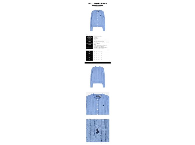 Ralph Lauren Strickjacke mit Zopfmuster und besticktem Logo für Damen Blau - Ansicht 2