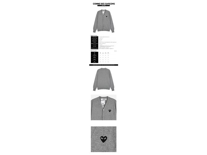 Comme Des Garcons Cardigan in maglia con scollo a V Black Heart Gray AX - vista 2