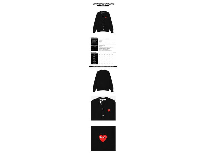 Comme Des Garcons Cárdigan de punto con cuello en V y corazón rojo Negro - vista 2