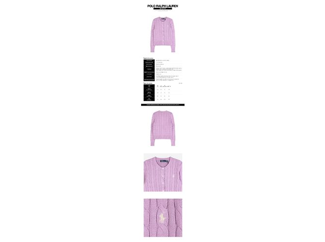 Ralph Lauren Strickjacke mit Zopfmuster und gesticktem Logo Flieder Lila - Ansicht 2