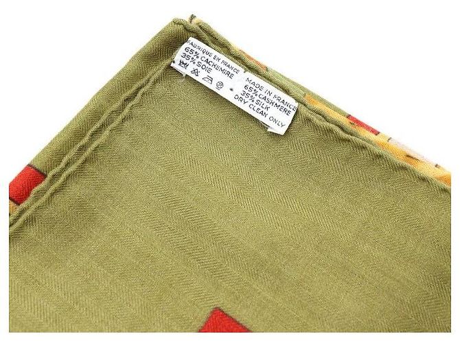 Hermès Sciarpa scialle foulard gigante in seta e cashmere D'oro - vista 4