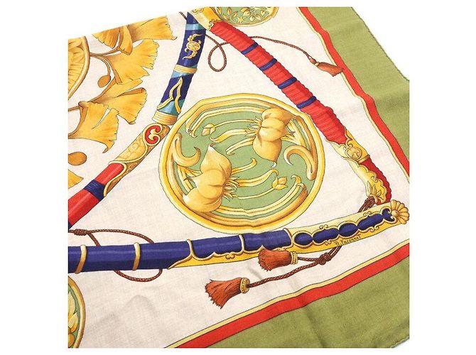 Hermès Sciarpa scialle foulard gigante in seta e cashmere D'oro - vista 5