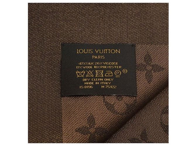 Louis Vuitton Brown Silk Blend Monogram Shine Shawl Scarf - view 5