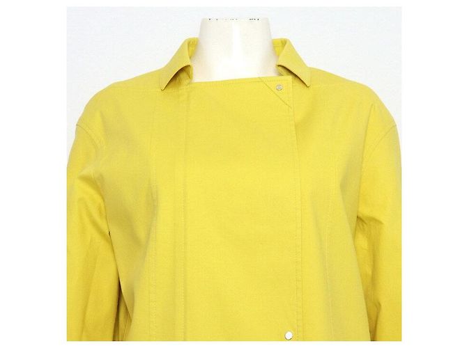 Hermès Giacca in cotone gialla con cintura da donna - vista 2