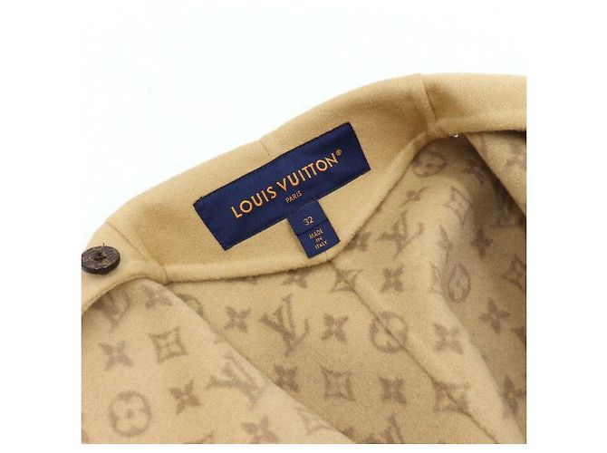 Louis Vuitton Beige Wool Blend Monogram Double Face Women's Coat Brown - view 5