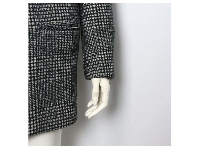 Saint Laurent Houndstooth Check Wool Blend Women's Coat Jacket - view 3