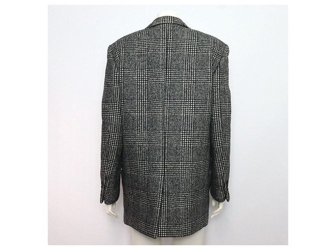 Saint Laurent Houndstooth Check Wool Blend Women's Coat Jacket - view 4