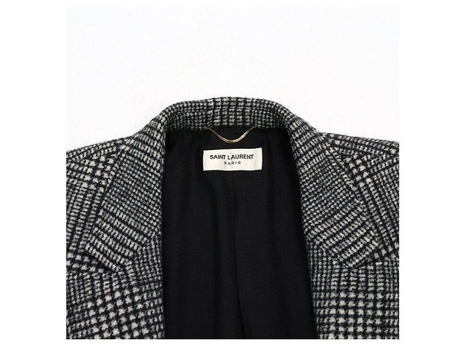 Saint Laurent Houndstooth Check Wool Blend Women's Coat Jacket - view 5