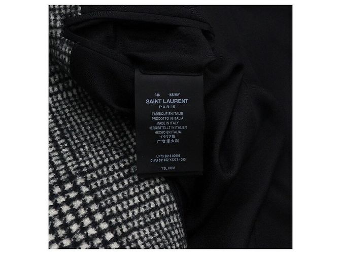 Saint Laurent Houndstooth Check Wool Blend Women's Coat Jacket - view 6