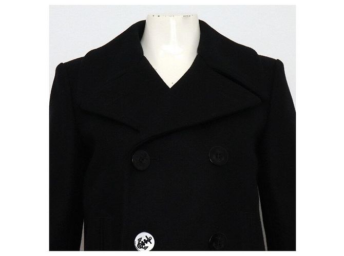 Saint Laurent Abrigo de lana doble negro para mujer - vista 2