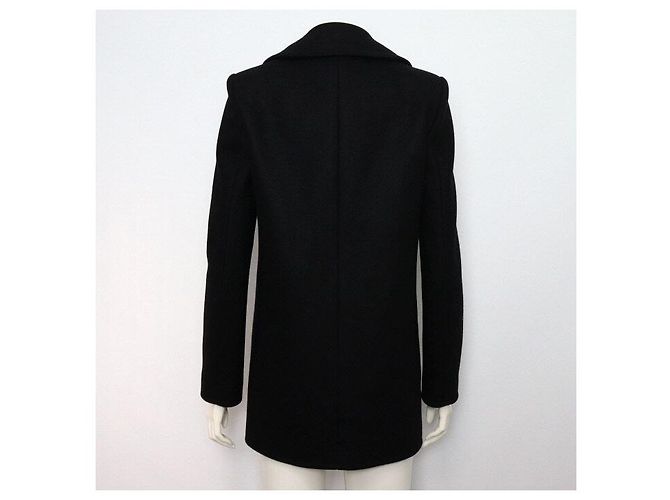 Saint Laurent Abrigo de lana doble negro para mujer - vista 4