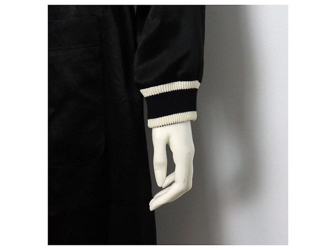 Chanel Cappotto lungo con zip in raso nero - vista 3