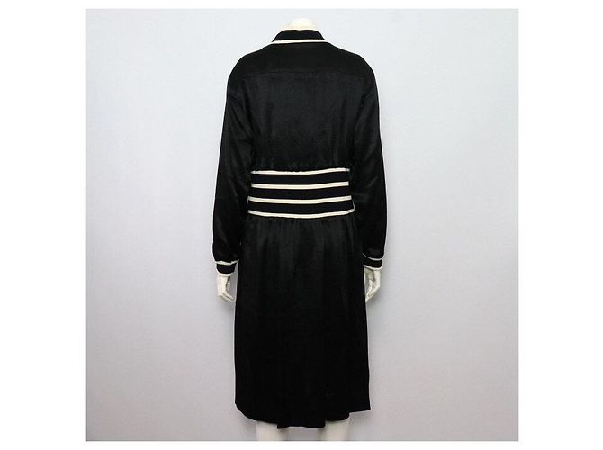 Chanel Cappotto lungo con zip in raso nero - vista 4