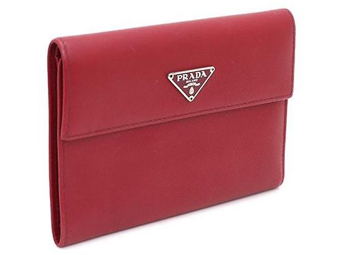 Prada Portafoglio in Saffiano rosso con logo argento - vista 2