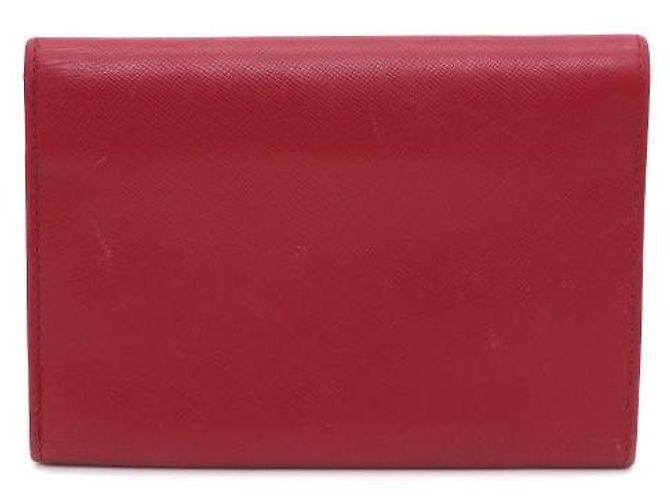 Prada Portafoglio in Saffiano rosso con logo argento - vista 3