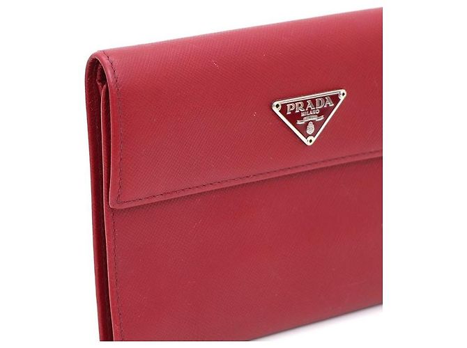 Prada Portafoglio in Saffiano rosso con logo argento - vista 4