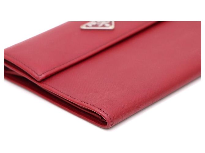 Prada Portafoglio in Saffiano rosso con logo argento - vista 5