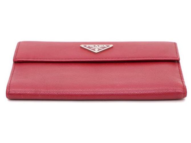 Prada Portafoglio in Saffiano rosso con logo argento - vista 6