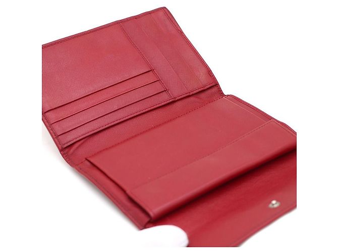 Prada Portafoglio in Saffiano rosso con logo argento - vista 7