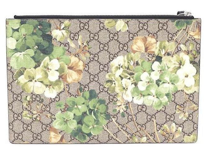 Gucci Clutch Media GG Supreme Bloom Marrone - vista 3