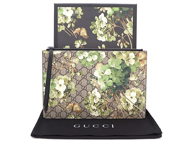 Gucci Clutch Media GG Supreme Bloom Marrone - vista 7