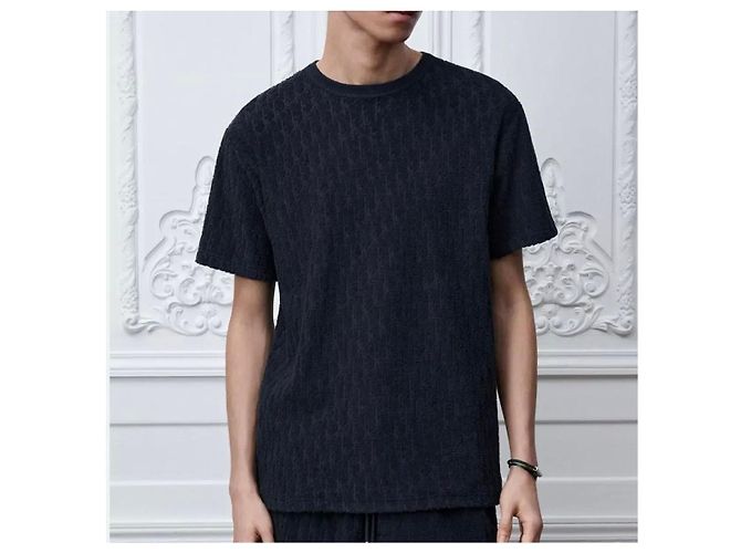 Dior Oblique Terry Baumwoll-T-Shirt Schwarz - Ansicht 7