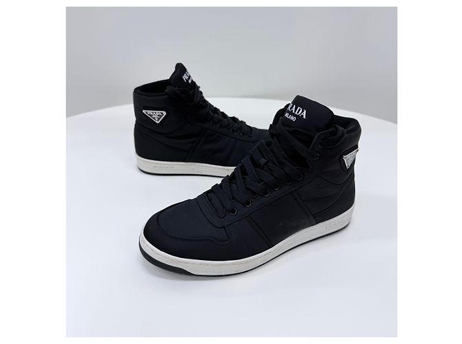 Prada Sneakers high-top in gabardine di nylon nero - vista 2