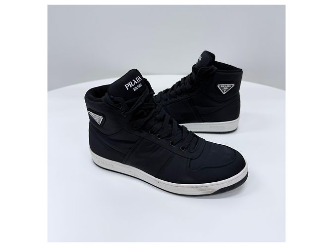 Prada Sneakers high-top in gabardine di nylon nero - vista 3