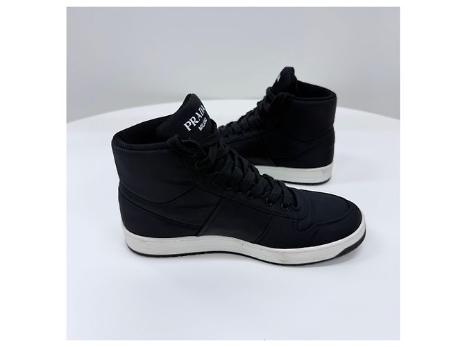 Prada Sneakers high-top in gabardine di nylon nero - vista 4