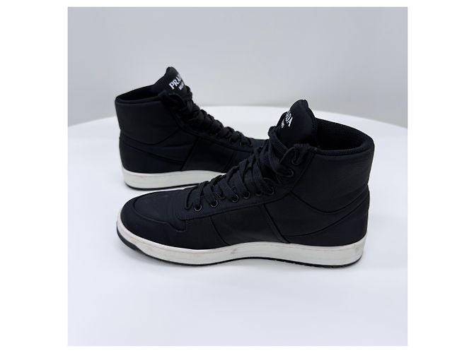 Prada Sneakers high-top in gabardine di nylon nero - vista 5