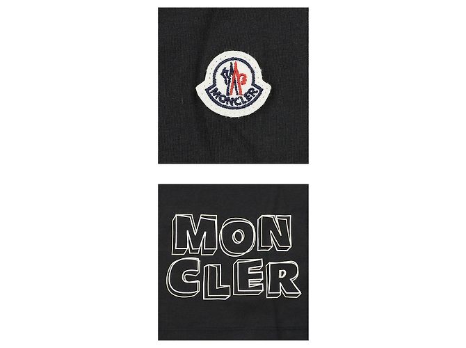 Moncler T-shirt a maniche corte in cotone con stampa logo per bambini Nero - vista 4