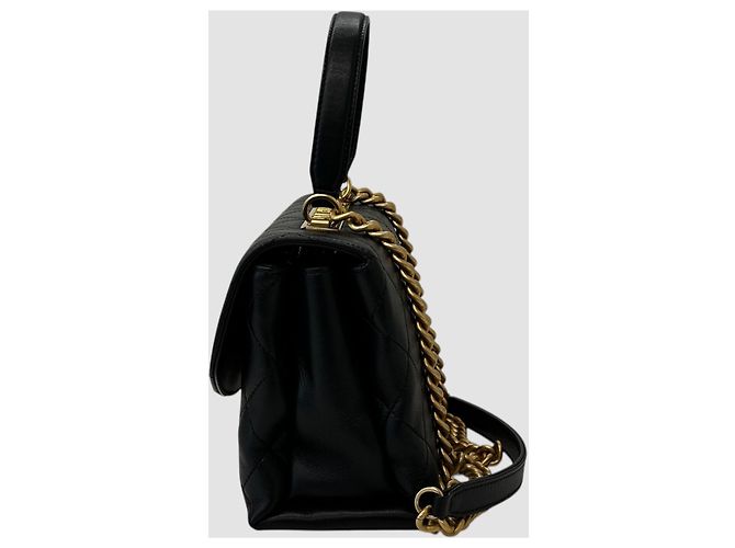 Chanel Season Coco Handle Top Handle Chain Lettering Black Series Nero - vista 5