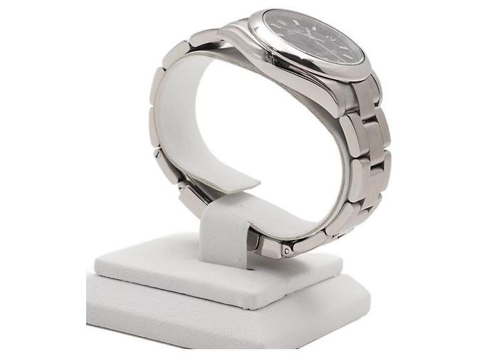 Rolex Relógio Oyster Perpetual de aço para mulher com mostrador preto - vista 4
