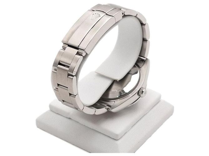 Rolex Relógio Oyster Perpetual de aço para mulher com mostrador preto - vista 5