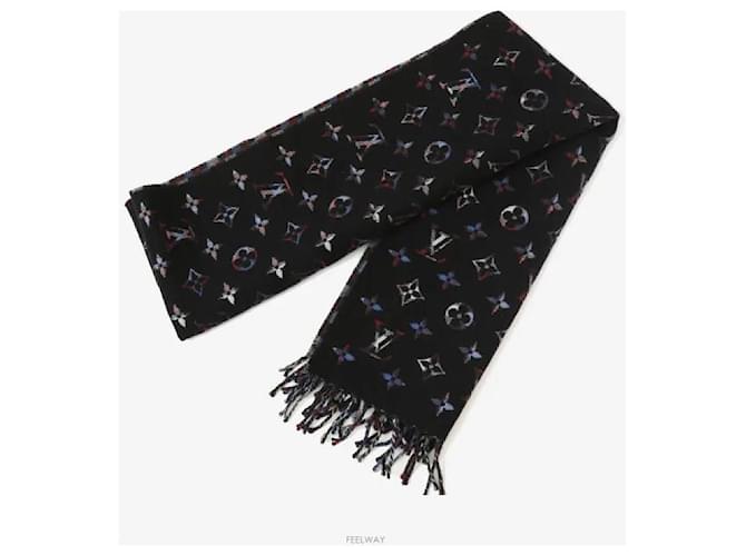Louis Vuitton Sciarpa nera con motivo monogramma Nero - vista 3