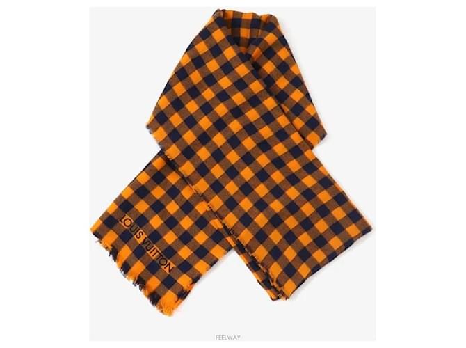 Louis Vuitton Sciarpa a quadri arancione - vista 2