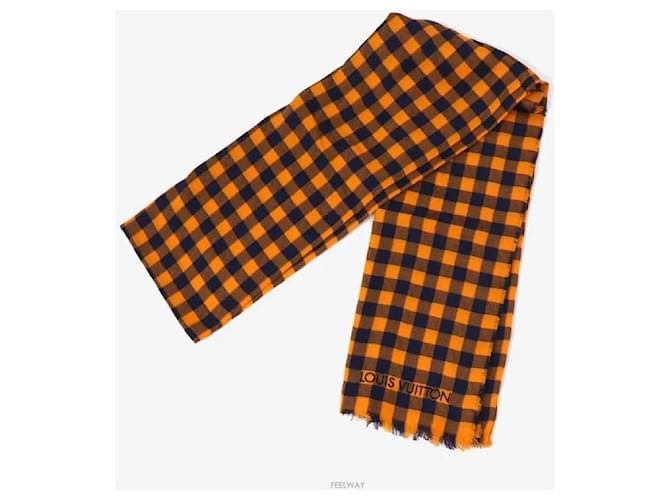 Louis Vuitton Sciarpa a quadri arancione - vista 3