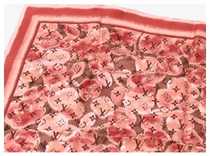 Louis Vuitton Bufanda con estampado de flores de cerezo Burdeos Roja - vista 4