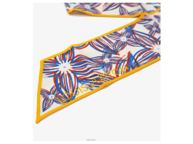 Louis Vuitton Sciarpa Twilly Rain Giant Bandau Blu Giallo - vista 5