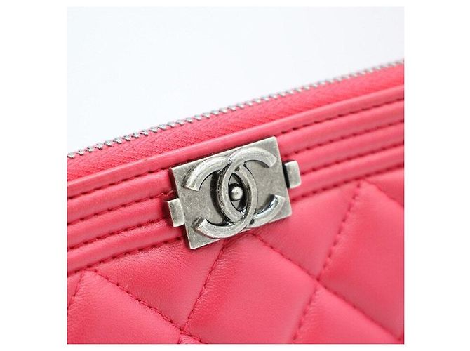 Chanel Clutch Boy Medium in agnello Rosa - vista 5