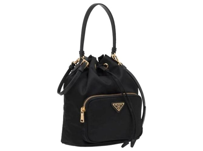 Prada Bolso bucket Duet de nylon Negro - vista 4