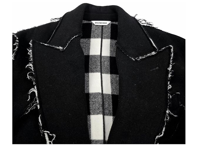 Day Balenciaga Oversized-Mantel mit unfertigem Rand Schwarz - Ansicht 4